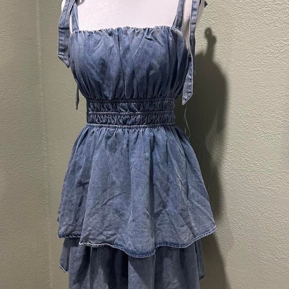Denim Boho Dress Woman's Large Western